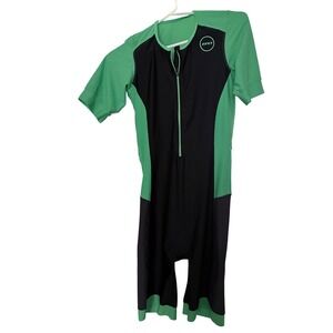 Zone3 Women's XL Triathlon Trisuit Race Suit Sleeved Tri Suit Black Green